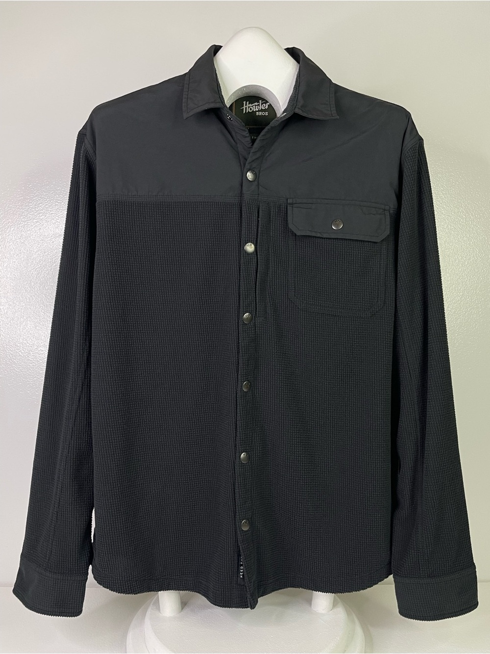 Howler Brothers Mens Large Black Waffle Fleece Snap Front Shirt Jacket